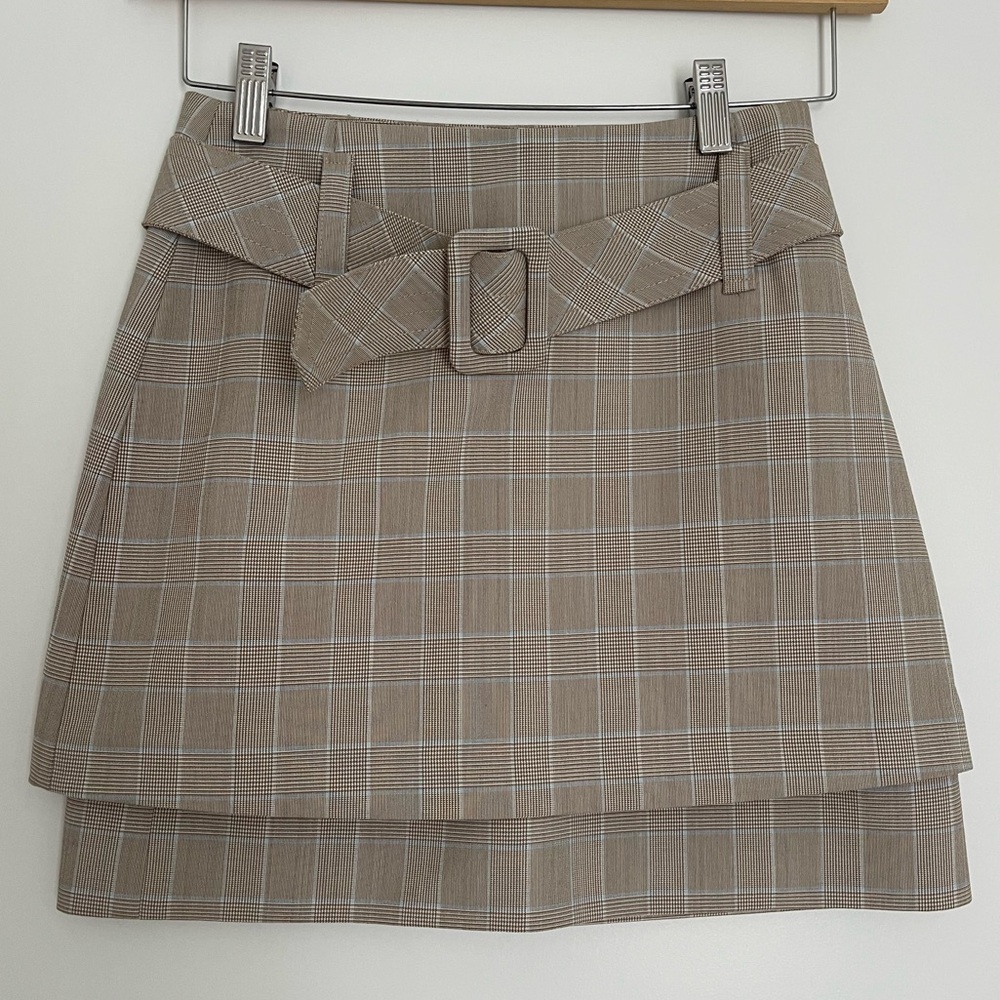 MAJE Checked Skirt